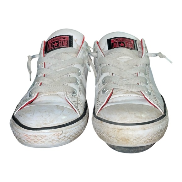 Kids White Converse Synthetic Leather Slip on No Tie Shoes Youth Size 5 - Picture 7 of 11